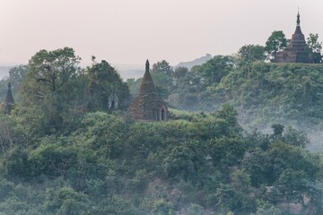 Mrauk u village, stupas and pagodas in Rakhine State Myanmar