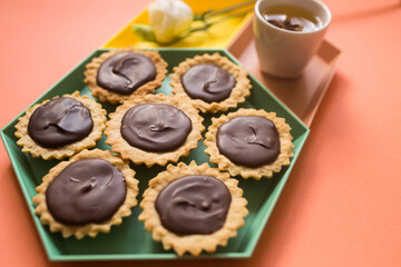 Pastry, cookies, cake, sugar chocolate dessert concept	