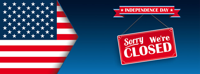 Independence Day Closed USA Flag Header
