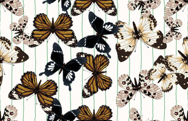 Beautiful and dainty butterflies seamless pattern.