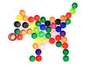 color dog from plastic caps