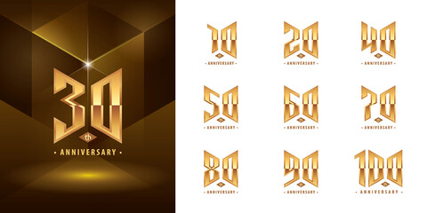 Set of 10 to 100 Anniversary logotype design, Years Celebrate Anniversary Logo