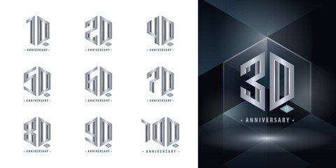 Set of 10 to 100 Anniversary logotype design, Years Celebrate Anniversary Logo