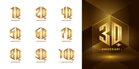 Set of 10 to 100 Anniversary logotype design, Years Celebrate Anniversary Logo