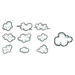 Set of Simple Vector Design of a Cloud in White