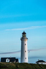 Fototapeta na wymiar Hirtshals, Denmark The Hirtshals lighthouse at sunset.