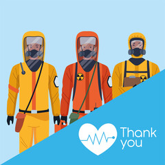 tank you doctors with biosafety suit