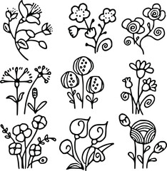 cartoon vector drawing vector drawing flower set