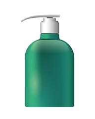bottle with push dispenser product with metalic green color