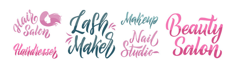 Beauty salon. Vector logo design template. Lash Maker and Hairdresser Emblems, Logo Design. White Background Illustration. Abstract design concept. Vector female logo template