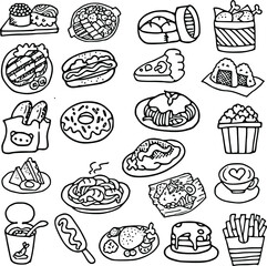 cartoon vector drawing food set