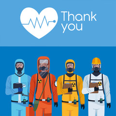 tank you doctors with biosafety suit