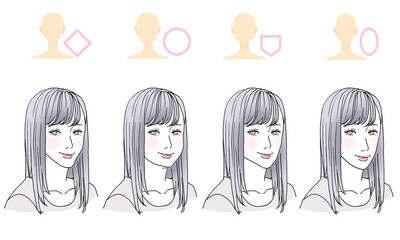 美容イラスト_顔型別ヘアスタイル