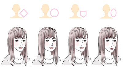 美容イラスト_顔型別ヘアスタイル