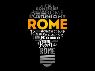 Rome light bulb word cloud, travel concept background