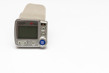 Fototapeta premium Telsiai,Lithuania 06-09-2020.device for measuring blood pressure on a white background