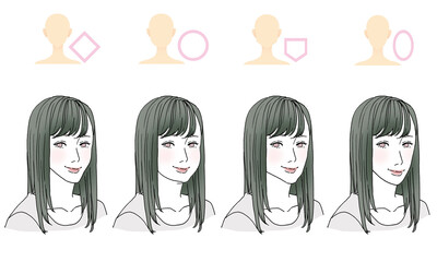 美容イラスト_顔型別ヘアスタイル
