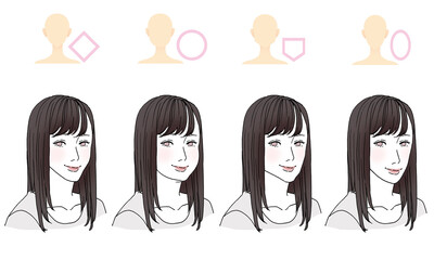 美容イラスト_顔型別ヘアスタイル