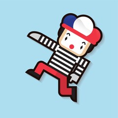 clown with french flag cap