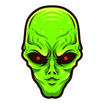 alien head vector illustration isolated on white background