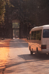 Obraz premium Old retro photo of Angkor Wat gates, Kingdom of Cambodia