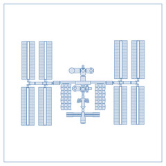 International Space Station plot on white background. Isolated vector illustration.
