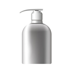 bottle with push dispenser product with metalic silver color