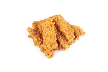 Fried breaded chicken fillet isolated on white background