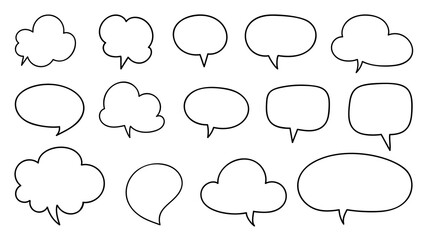 Collection of speech bubbles and dialog balloons Doodle Hand drawn vector collection.