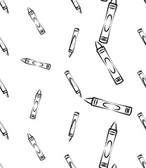 Crayon Icon Seamless Pattern, Drawing Crayon