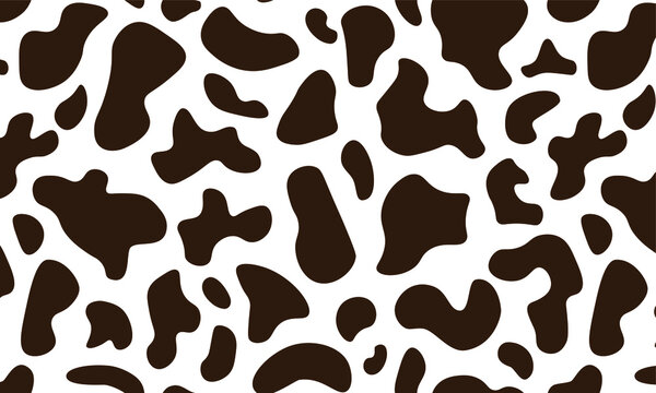 Seamless cow print pattern. Animal skin, abstract background with brown  chubby dots on white. Trendy texture for print, fabric, banner, wallpaper.  Vector illustration Stock Vector | Adobe Stock