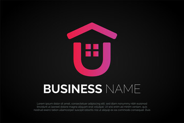 Logo Template Building Monogram U