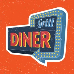 Zelfklevend Fotobehang Retro compositie grill diner