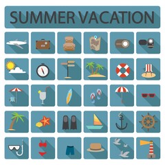Fototapeta na wymiar collection of summer vacation icons
