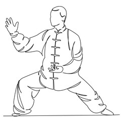 man practices qigong
