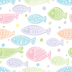 Cute fish.  Kids background. Seamless pattern.