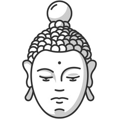 Buddha head vector cartoon illustration isolated on a white background.