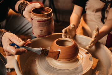 The process of making clay products. Pottery