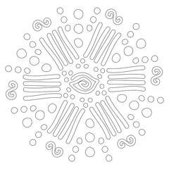 Ethnic pattern for coloring books for adults and children. Doodle art design elements. Black and white pattern, ancient tribal symbols. Ritual screen printing of African peoples and tribes