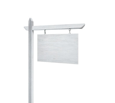 Blank real estate sign on white background