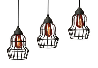 Obraz premium Set of modern hanging lamps on white background