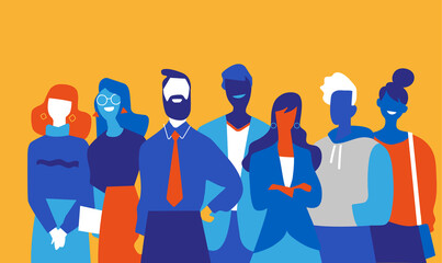 Squadra di professionisti di successo fatta di uomini e donne