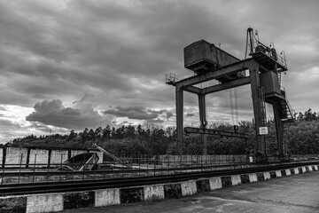 Old abandoned river crane