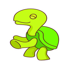 Fototapeta premium Vector illustration of a standing cartoon turtle