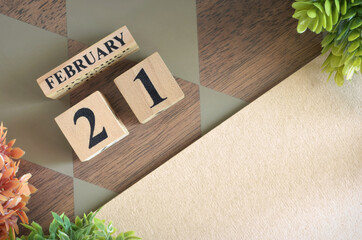 February 21, Number cube design in natural concept.