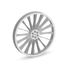 White vector bicycle wheel with the shadow