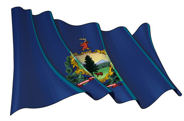 Waving Flag of the State of Vermont