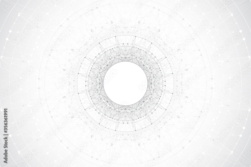 Aufkleber Digits abstract background with connected line and dots. Digital neural networks. Network and connection background for your presentation. Graphic polygonal background. Vector illustration.