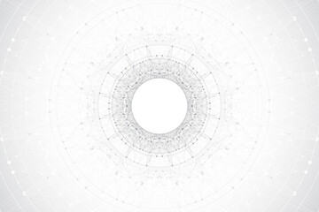 Digits abstract background with connected line and dots. Digital neural networks. Network and connection background for your presentation. Graphic polygonal background. Vector illustration.