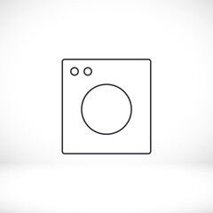 Washing machine black vector icon line linear style on the background. Best icon 10 eps illustration